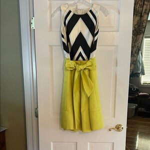 Moulinette Soeurs Chevron Dress with Yellow sash that can be tied as desired